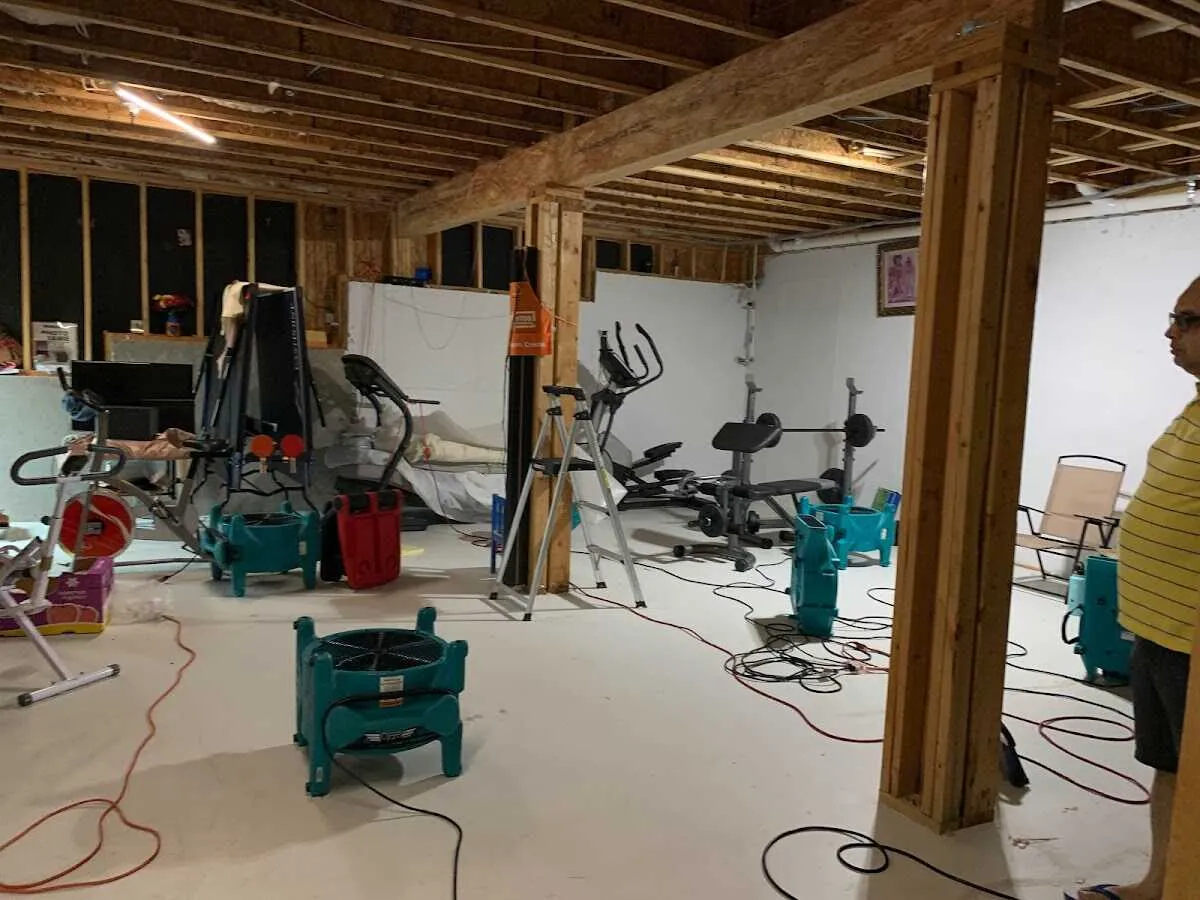 Basement drying equipment setup for Structural Drying in Branchburg